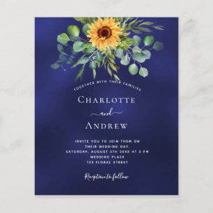 Wedding sunflowers eucalyptus navy blue budget flyer