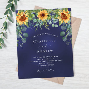 Wedding sunflowers eucalyptus navy blue budget flyer
