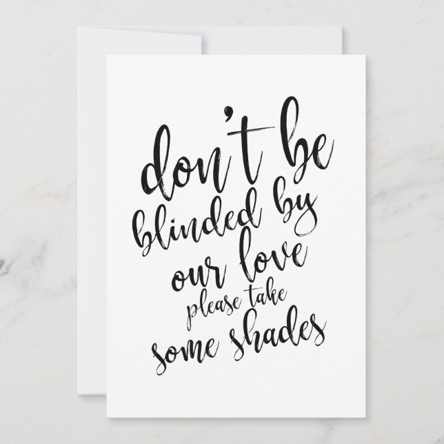 Wedding sunglasses favours affordable sign invitation (Front)