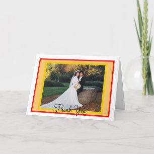 Wedding Sunset Red Orange Photo Thank You Card