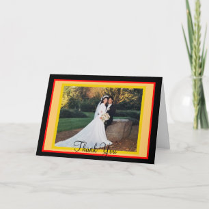 Wedding Sunset Red Orange Photo Thank You Card