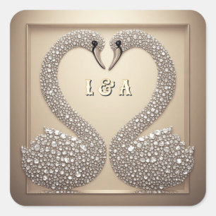 Wedding Swan Diamond Inspired Crystal Square Sticker
