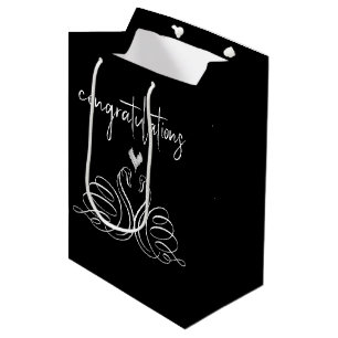 Wedding Swans and Heart Congratulations Medium Gift Bag