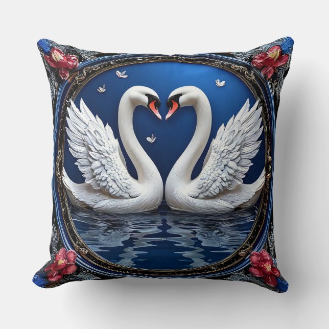 Wedding Swans elegant and contemporary Cushion (Front)