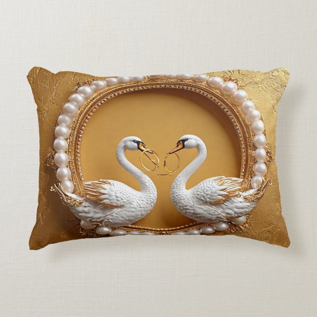 Wedding Swans Emotional Love Theme Decorative Cushion (Front)