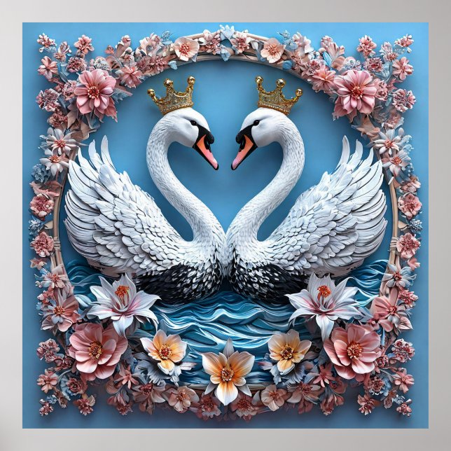 Wedding Swans Love Celebration Romantic Nature 🦢 Poster (Front)