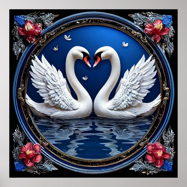 Wedding Swans Love Romance Elegant Art 🕊️💍✨ Poster (Front)