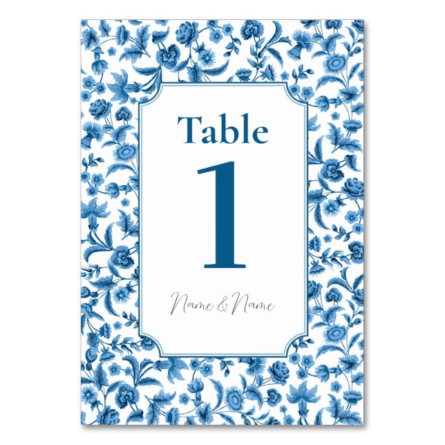 Wedding Table Chintz Blue & White Floral Ditsy Number (Front)