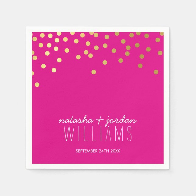 WEDDING TABLE DECOR cute confetti spots gold pink Napkin (Front)