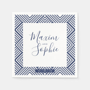 WEDDING TABLE geo simple modern wedding navy blue Napkin