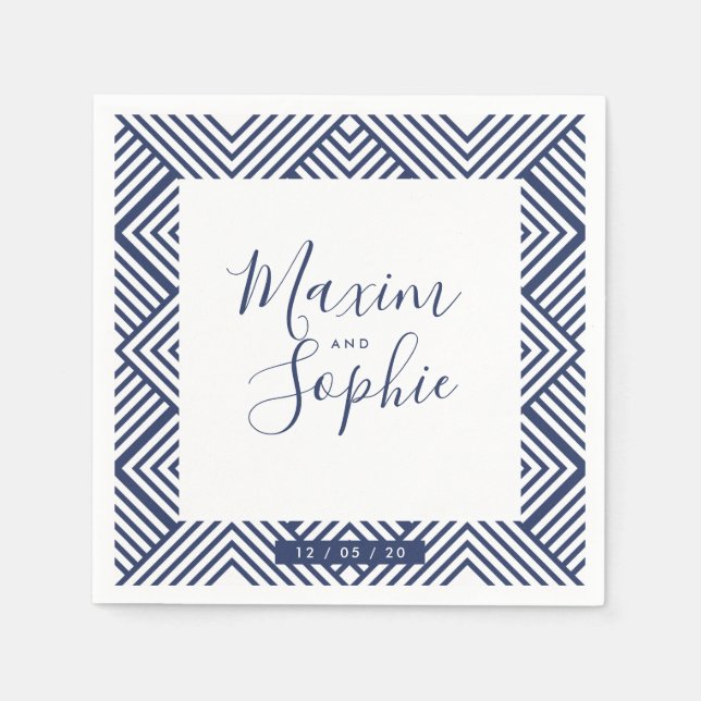 WEDDING TABLE geo simple modern wedding navy blue Napkin (Front)