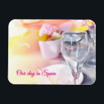 Wedding table magnet<br><div class="desc">Beautiful wedding table on a terrace,  with the sun playing with glass. Add your text for free.</div>