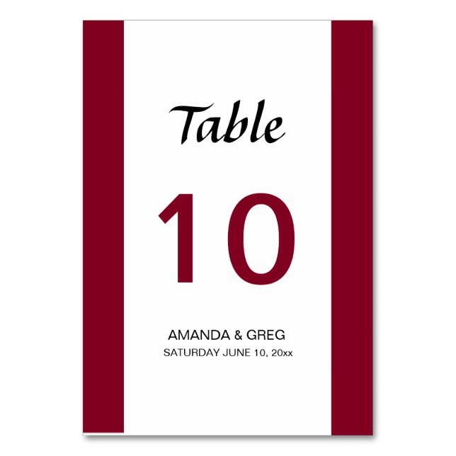 Wedding Table Number (Front)