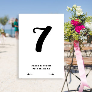 Wedding Table Number Black and White Cards