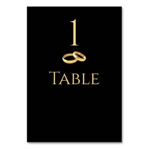 Wedding Table Number-Black & Gold- Number
