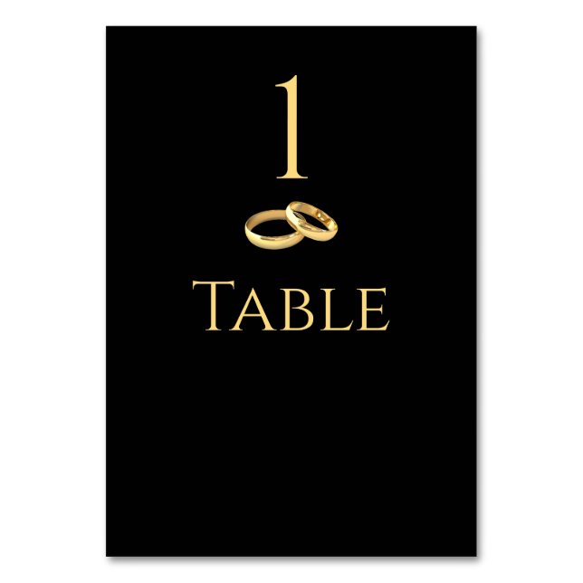 Wedding Table Number-Black & Gold- Number (Front)
