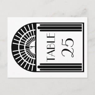 Wedding Table Number Black & White Art Deco Style Postcard
