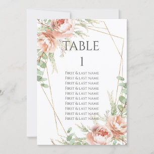 Wedding Table Number   Blush Roses