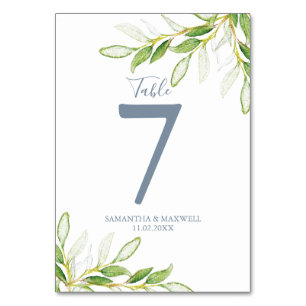 Wedding Table Number Botanical Greenery