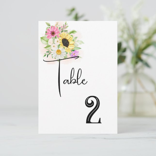Wedding Table Number Card (Standing Front)