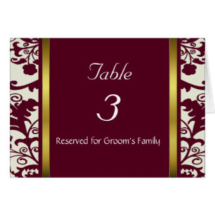 Wedding Table Number Card