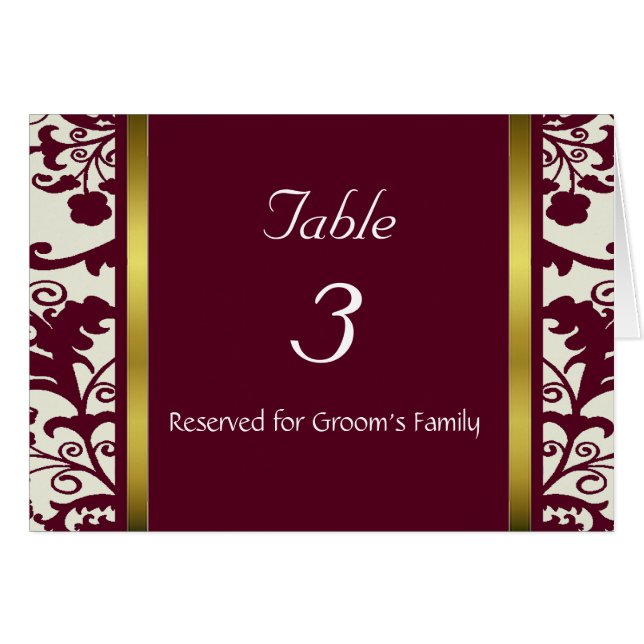Wedding Table Number Card (Front Horizontal)