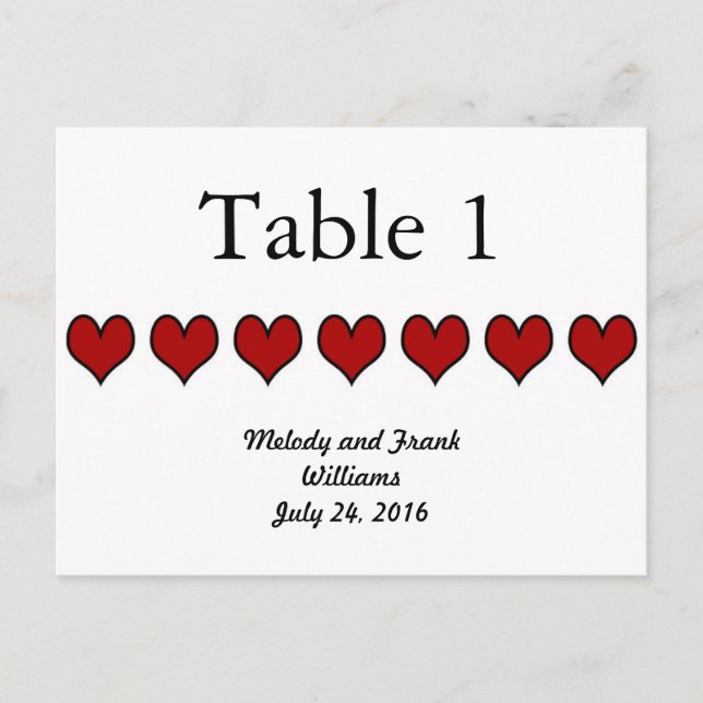 Wedding Table Number Card | Black Script (Front)