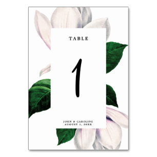 Wedding table number card magnolia floral