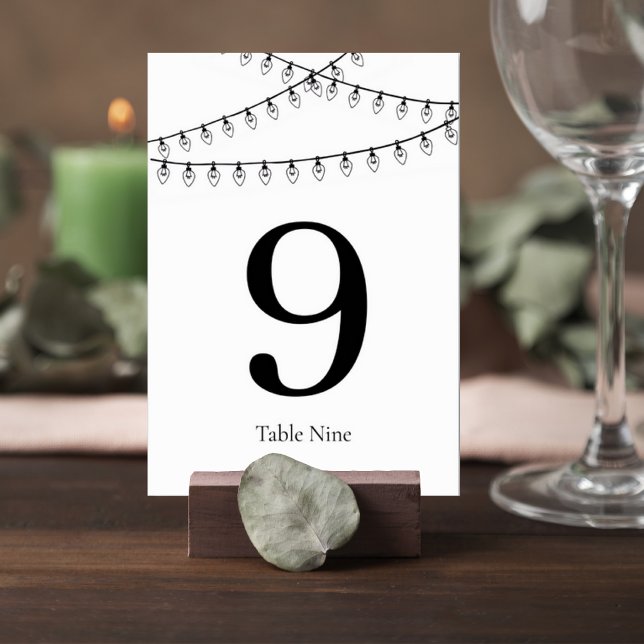 Wedding Table Number Card with String Lights (Creator Uploaded)