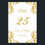 Wedding Table Number Cards | Gold Damask Design<br><div class="desc">Modern and elegant design printed Gold Damask Wedding table numbers that can be customised with your text and add each table number card to your cart,  one by one. Check out the Graphic Art Design store for other products that match this design!</div>