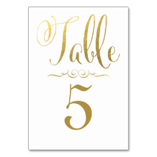 Wedding Table Number Cards Gold Foil Personalised