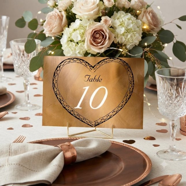 Wedding Table Number Copper Hearts Wedding (Creator Uploaded)