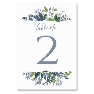 Wedding Table Number Dusty Blue Greenery 2