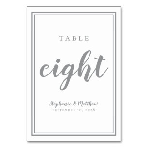 Wedding Table Number Eight Simple Ultimate Grey
