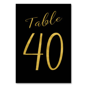 Wedding table number gold glitter black elegant