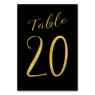 Wedding table number gold glitter black elegant