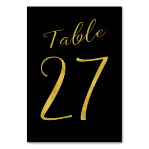 Wedding table number gold glitter black elegant
