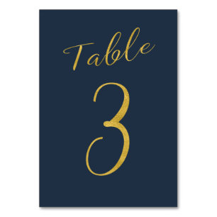 Wedding table number gold glitter navy elegant