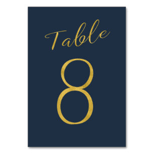 Wedding table number gold glitter navy elegant