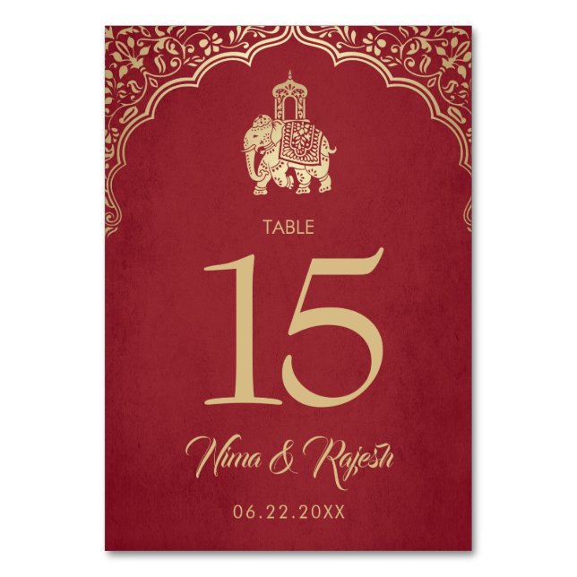 Wedding Table Number, Indian Wedding, Blue, Gold Table Number (Front)
