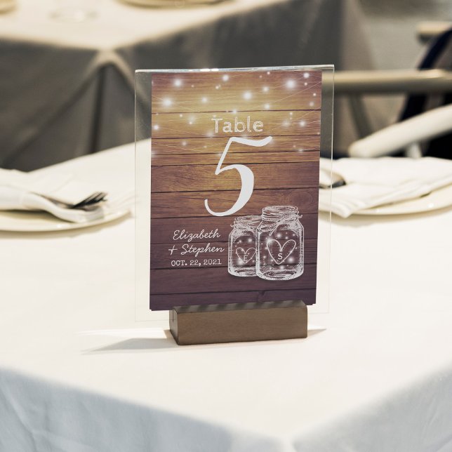 Wedding Table Number + Menu Mason Jar String Light (Creator Uploaded)