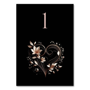 Wedding Table Number-Modern Rose Gold Flowers Number
