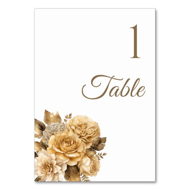 Wedding Table Number-Neutral Flower Bouquet Table Number (Back)