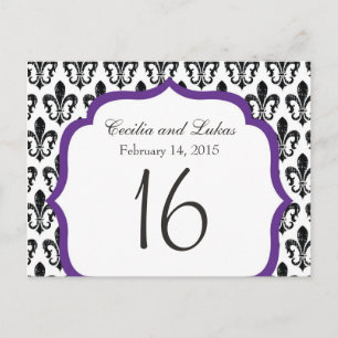 Wedding Table Number   New Orleans   Purple Postcard