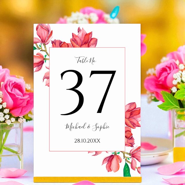 Wedding Table Number Pink White Floral (Creator Uploaded)