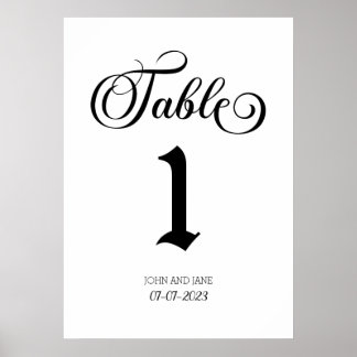 Wedding Table Number Poster