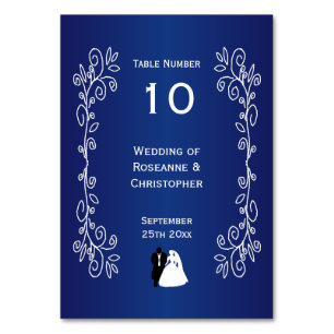 Wedding Table Number Royal Blue Bride Groom