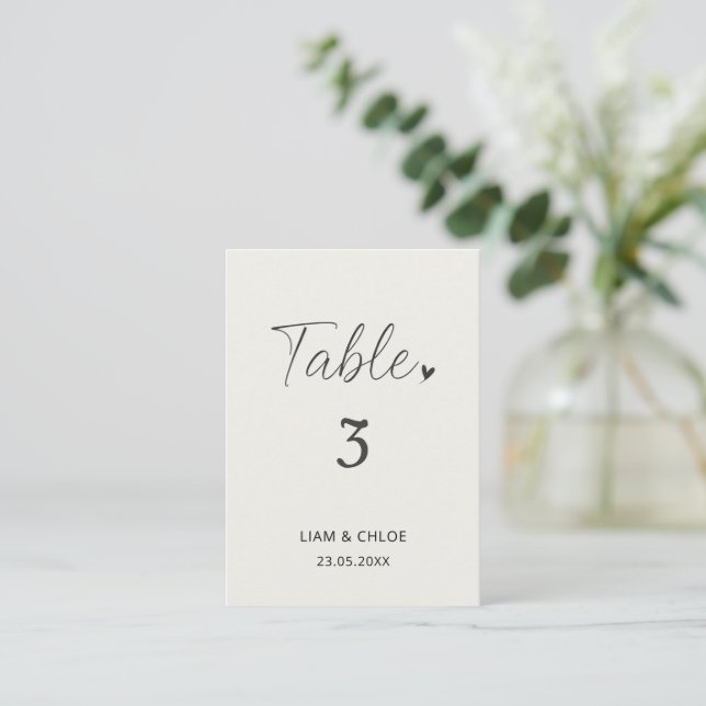  Wedding Table Number Sign - Stylish Modern Place Card (Standing Front)