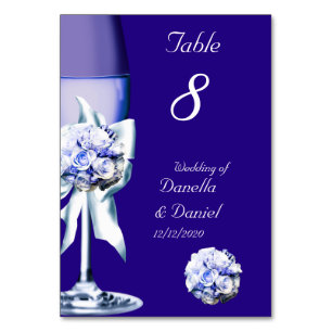 Wedding Table Number Silver Blue Navy 2