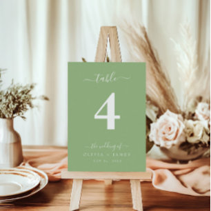 Wedding Table Number Simple Solid Summer Color
